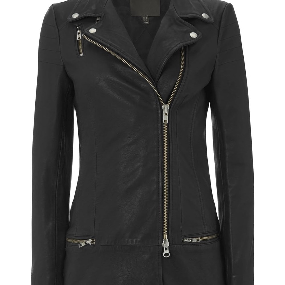 Muubaa Black Leather Moto Jacket